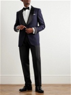 TOM FORD - Sim-Fit Shawl-Collar Satin-Trimmed Wool and Silk-Blend Tuxedo Jacket - Blue