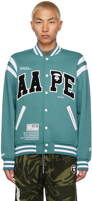 Photo: AAPE by A Bathing Ape Green Patch Bomber Jacket