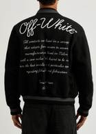 Off-white Embroidered Wool-blend Varsity Jacket Black And White