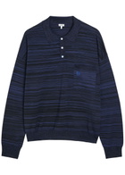 Loewe Logo-embroidered Striped Wool Polo Navy