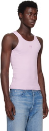 Marine Serre Pink Moon Logo Ribbed Jersey Tank Top