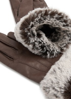 Dents Sarah Faux Fur-trimmed Leather Gloves Brown