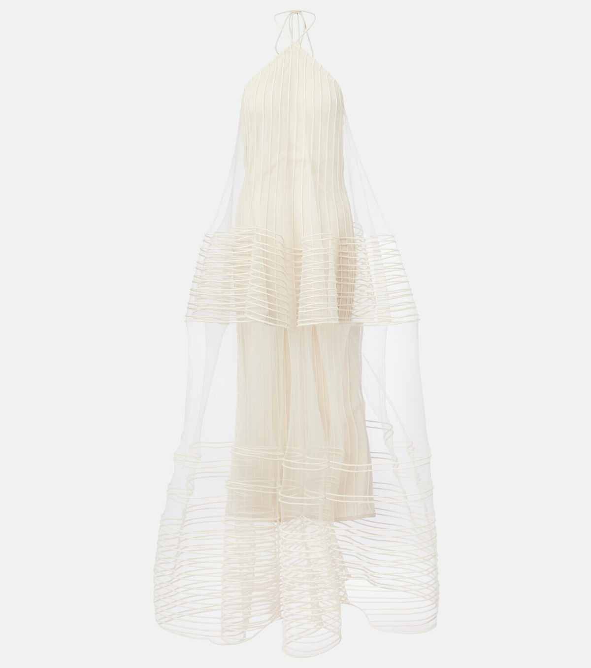 Jacquemus Epi halterneck tulle maxi dress