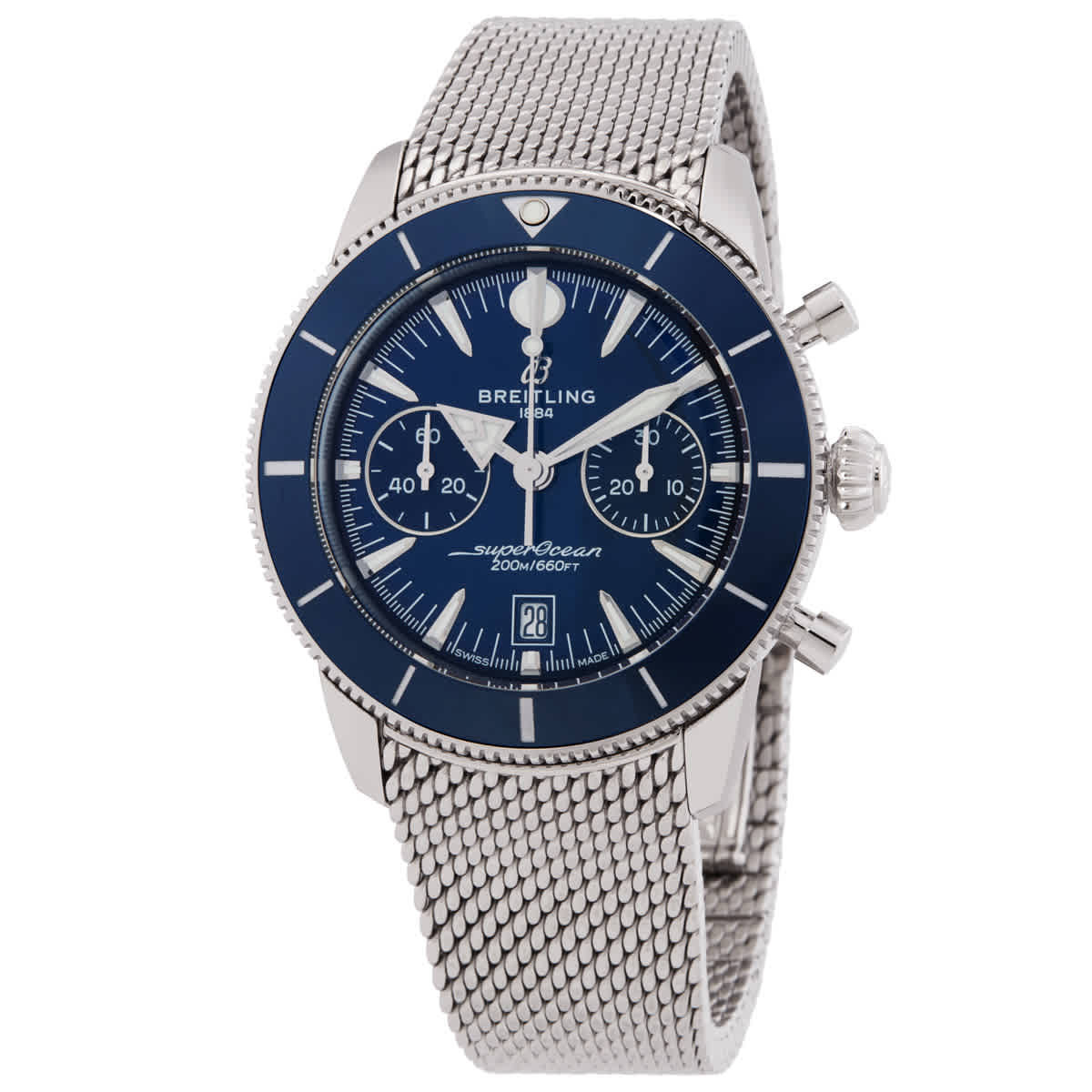 Breitling Superocean Chronograph Automatic Chronometer Blue Dial Mens Watch AB0156161C1A1