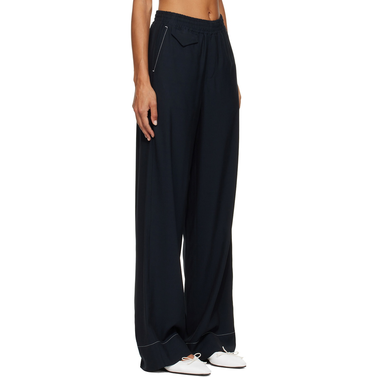 A.P.C. Navy Topstitched Trousers