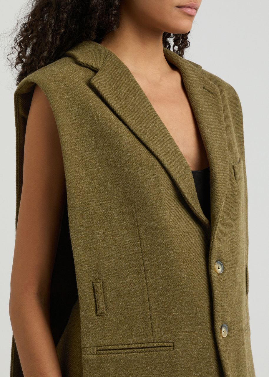 Bettter Andes Sleeveless Wool Cape Khaki