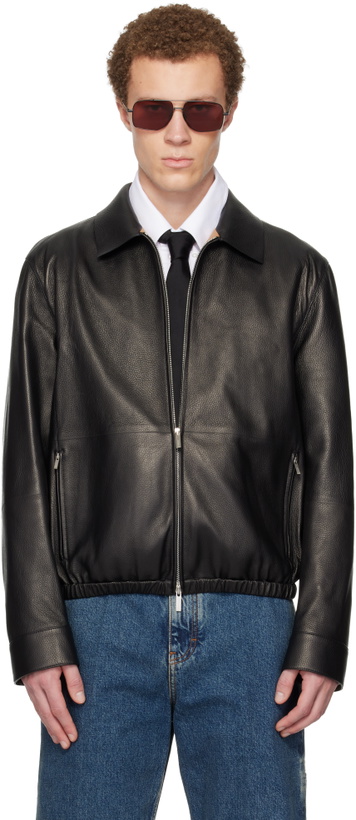 Photo: Ferragamo Black Deerskin Blouson Leather Jacket
