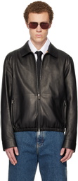 Ferragamo Black Deerskin Blouson Leather Jacket