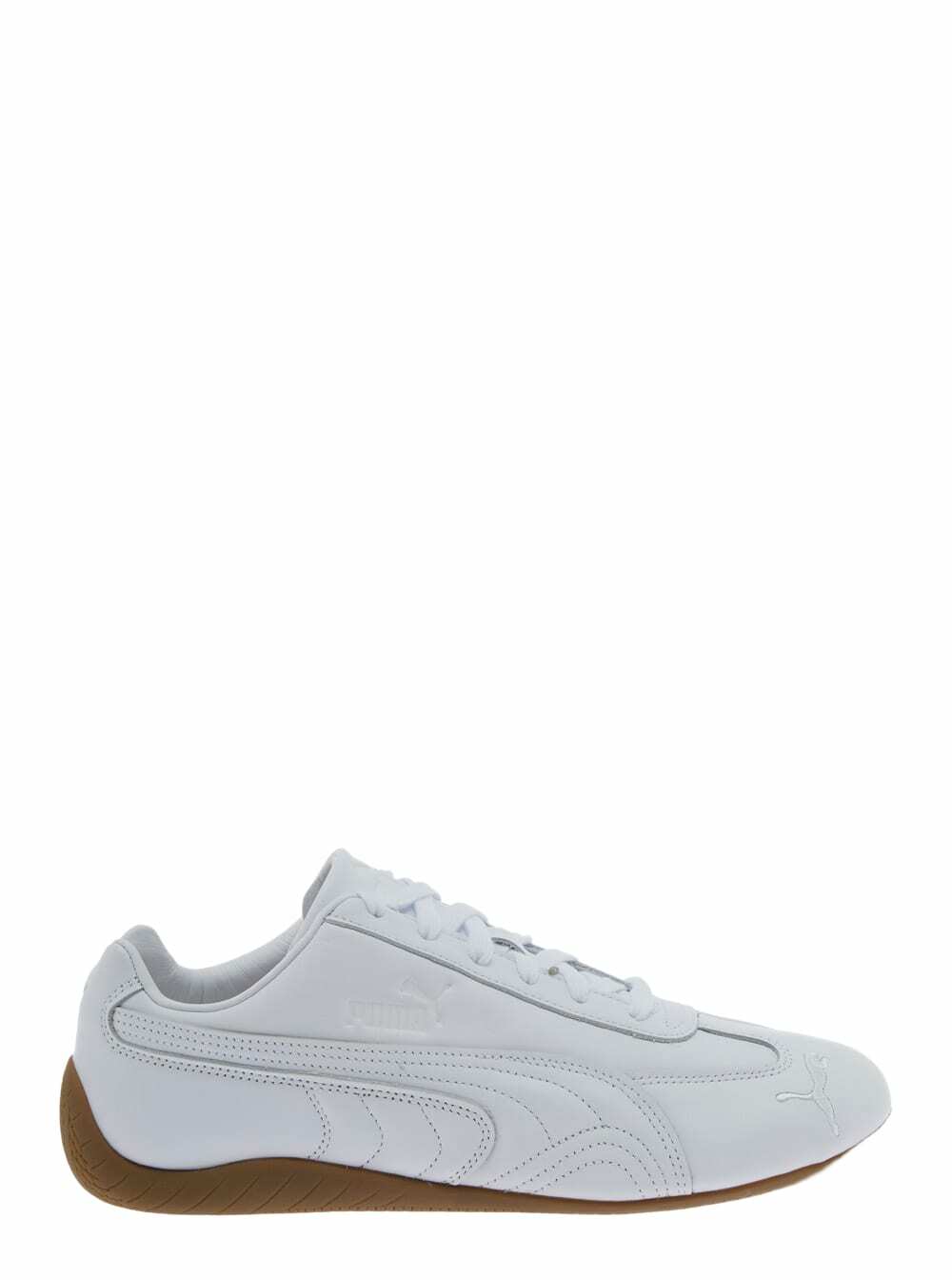 Puma speedcat White Low Top Sneakers With Embossed Logo On The Tongue And Contrasting Sole In Leather Unisex