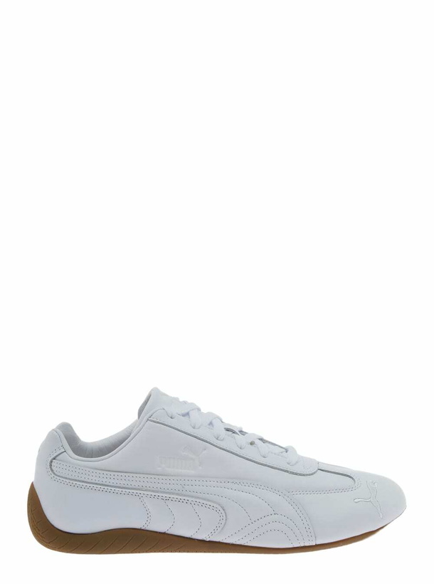 Photo: Puma speedcat White Low Top Sneakers With Embossed Logo On The Tongue And Contrasting Sole In Leather Unisex