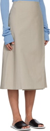 Rier Beige Cotton Bonded Midi Skirt