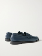 MANOLO BLAHNIK - Perry Full-Grain Leather Penny Loafers - Blue - UK 7