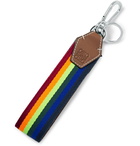 Loewe - Leather-Trimmed Striped Webbing Key Fob - Tan