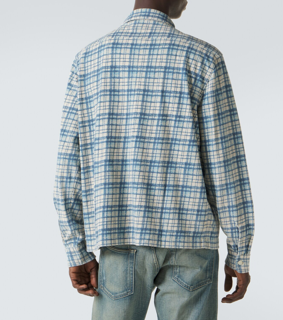RRL Plaid cotton and linen jersey shirt