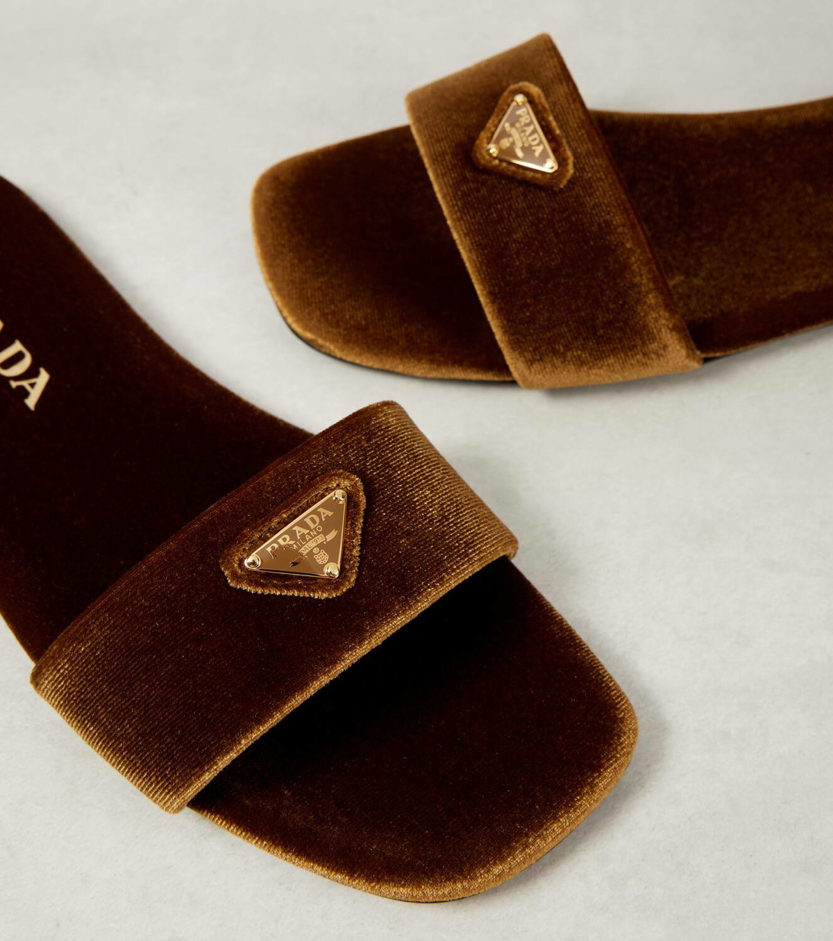 Prada Logo velvet slides