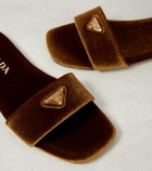 Prada Logo velvet slides