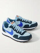 Nike - Air Pegasus 83 Leather-Trimmed Suede Sneakers - Blue