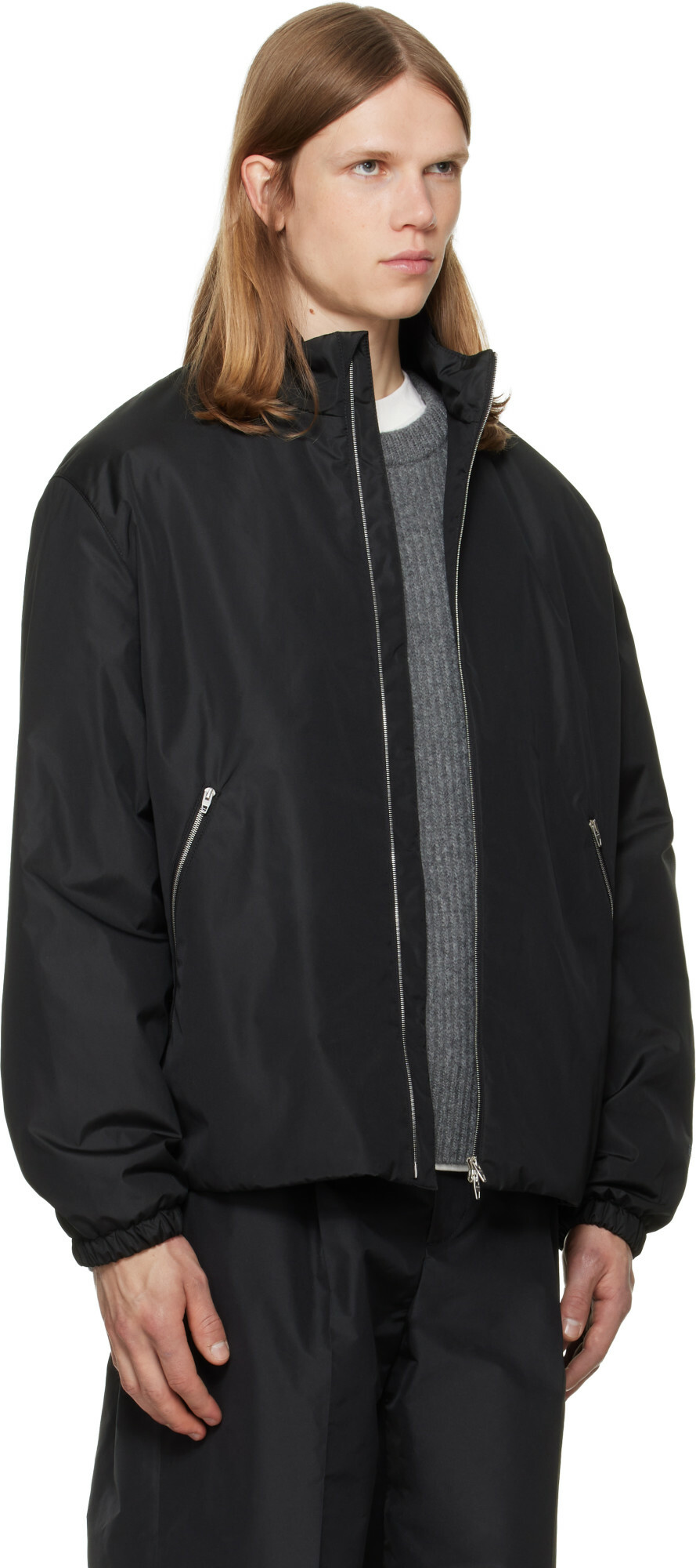Jil Sander Black Taffeta Padded Blouson Jacket