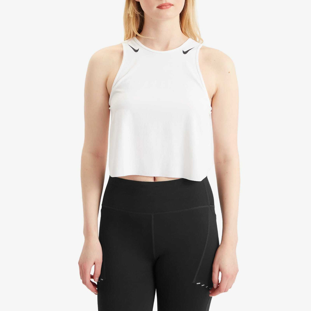 Nike Women's Aeroswift Tank Top in White/Black