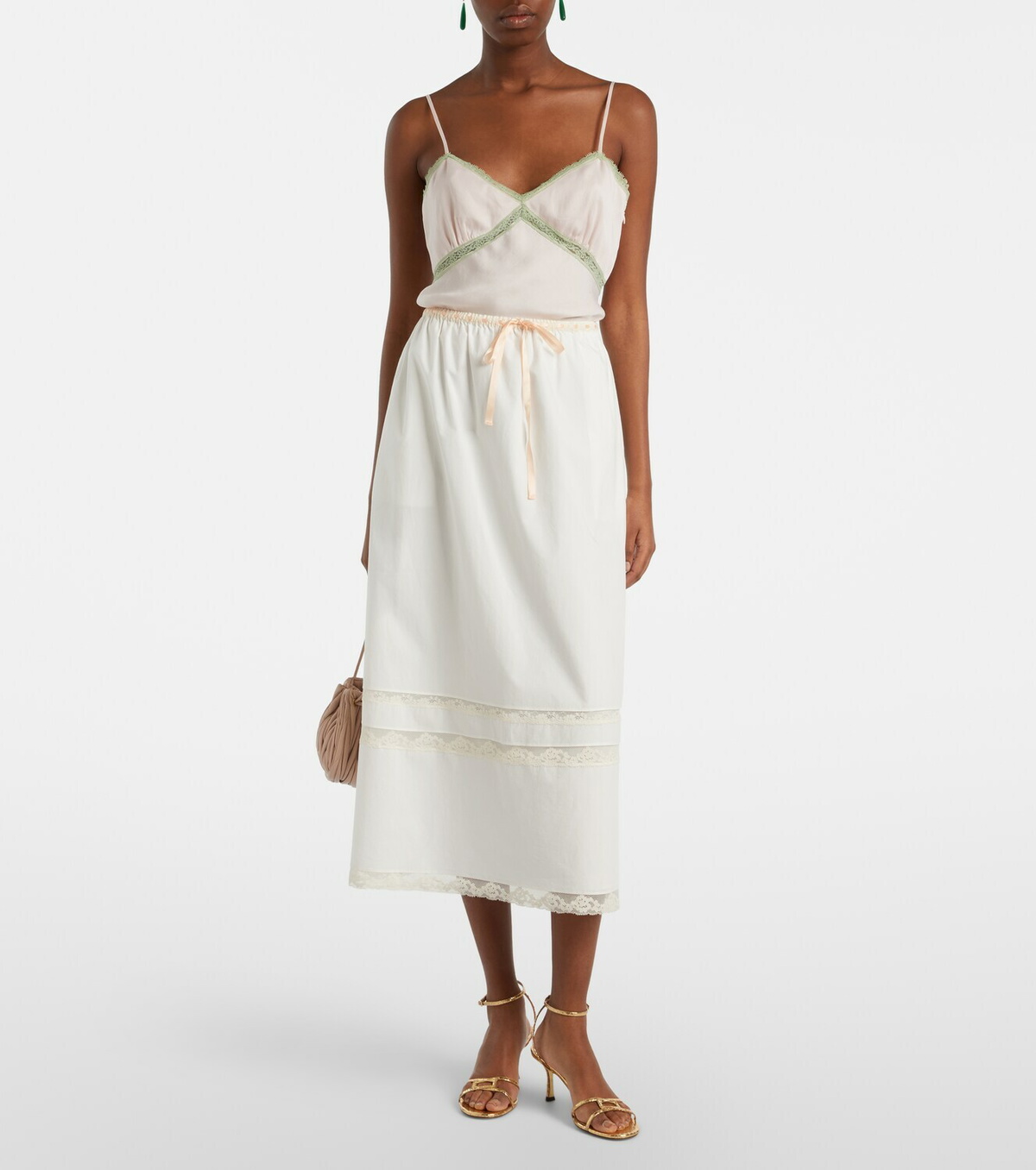Posse Alma lace-trimmed midi skirt