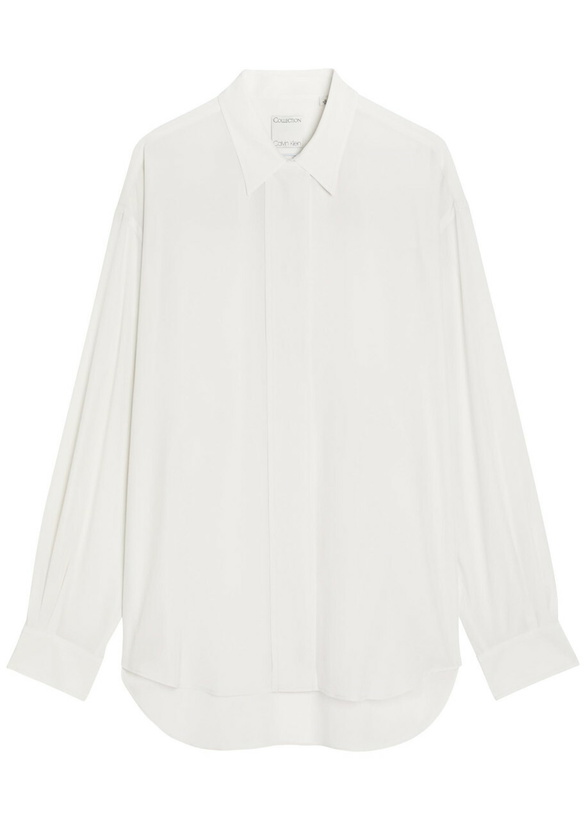 Photo: Calvin Klein Amari Draped-trim Silk Shirt White
