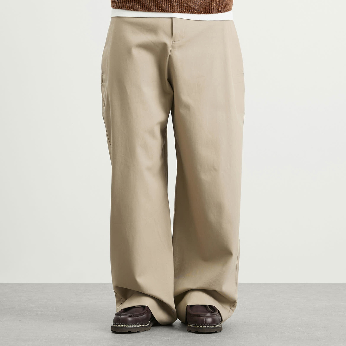 Sage Nation Men's Wide Tailored Trouser in Beige