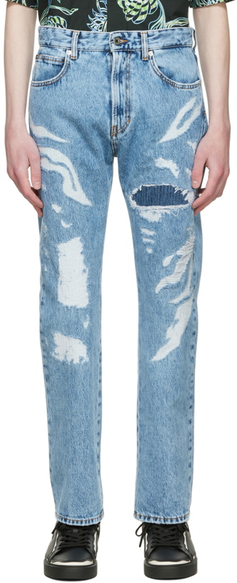 Photo: Just Cavalli Blue Distressed Denim Jeans