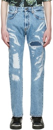 Just Cavalli Blue Distressed Denim Jeans