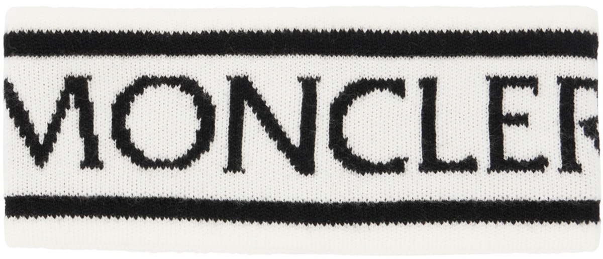 Moncler White Wool Logo Headband Moncler