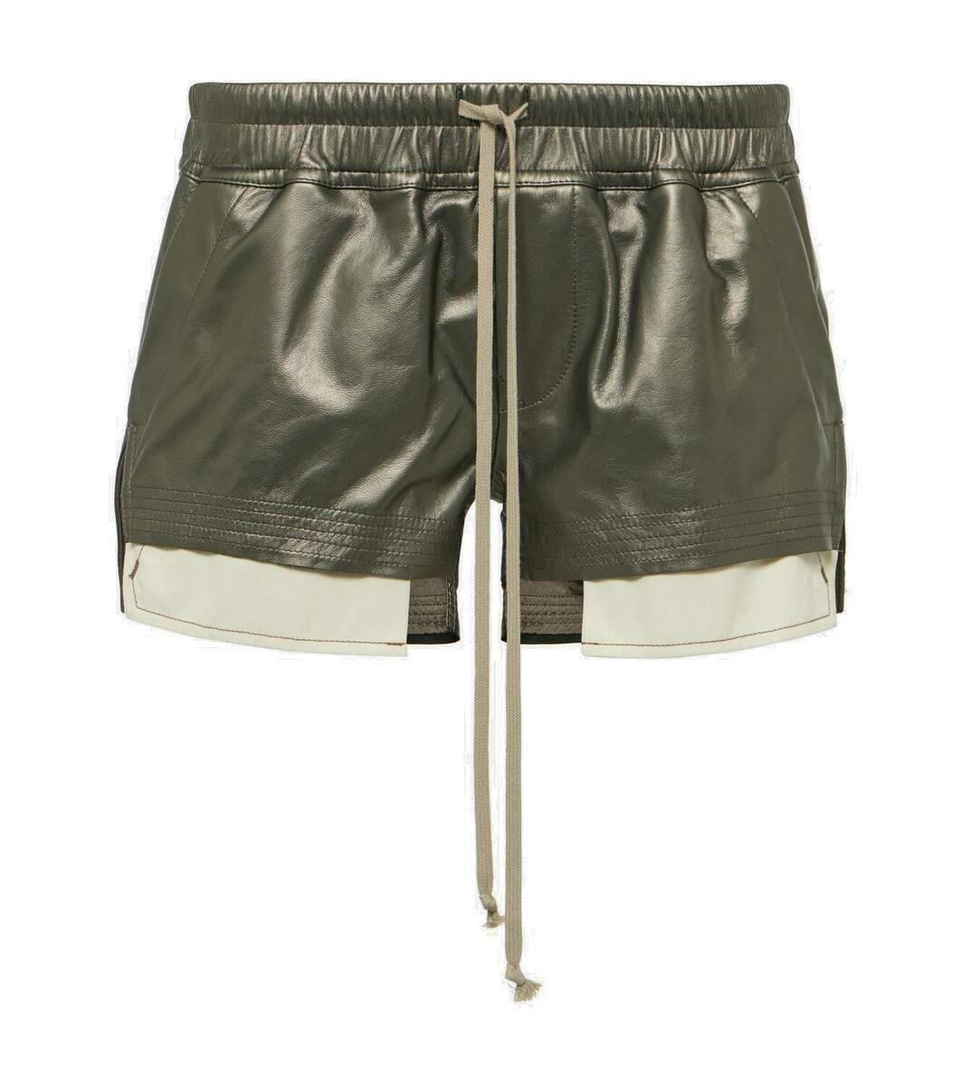 Rick Owens Brown Fog Leather Shorts