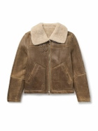 Yves Salomon - Shearling-Lined Leather Aviator Jacket - Brown