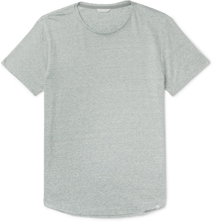 Photo: Orlebar Brown - OB-T Slim-Fit Striped Linen-Jersey T-Shirt - Gray