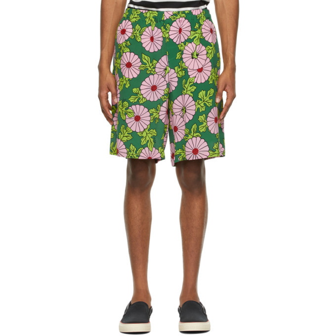 Photo: Gucci Green Ken Scott Edition Silk Floral Print Shorts