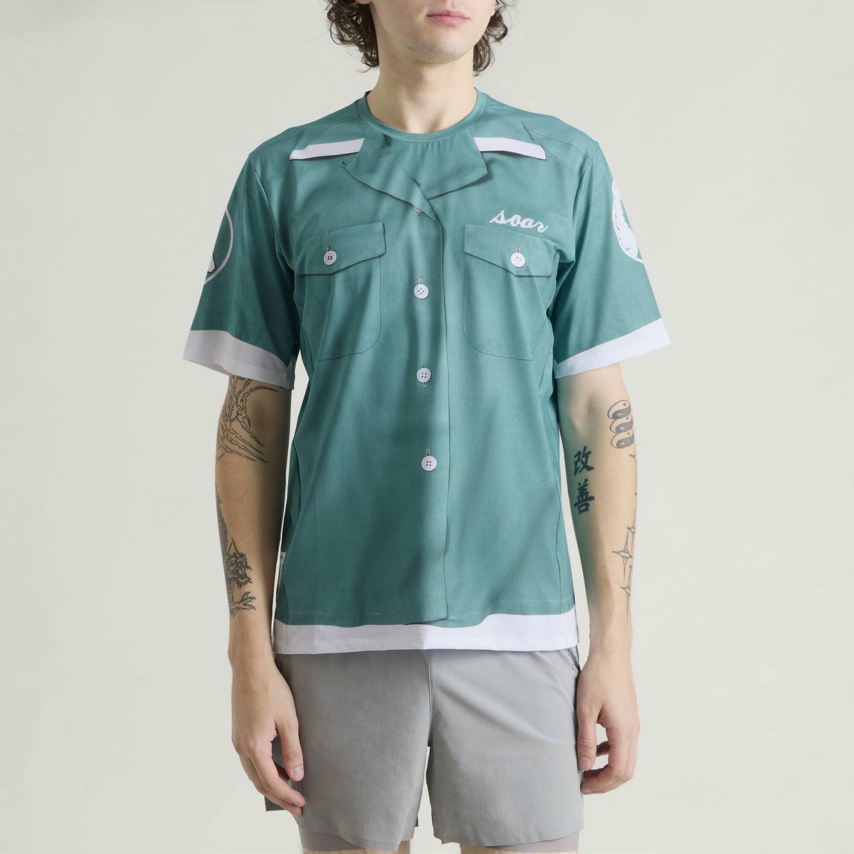 SOAR Men's Printed Tech T-Shirt in Bowling Shirt