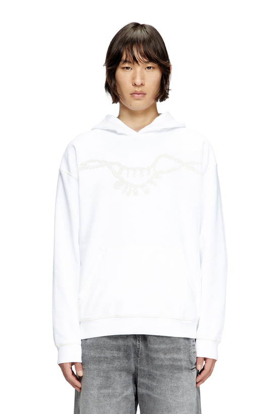 Photo: Diesel Hoodie with charm necklace print - Sweaters - Unisex - White