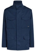 Valentino Garavani Funnel-neck Twill Coat Navy