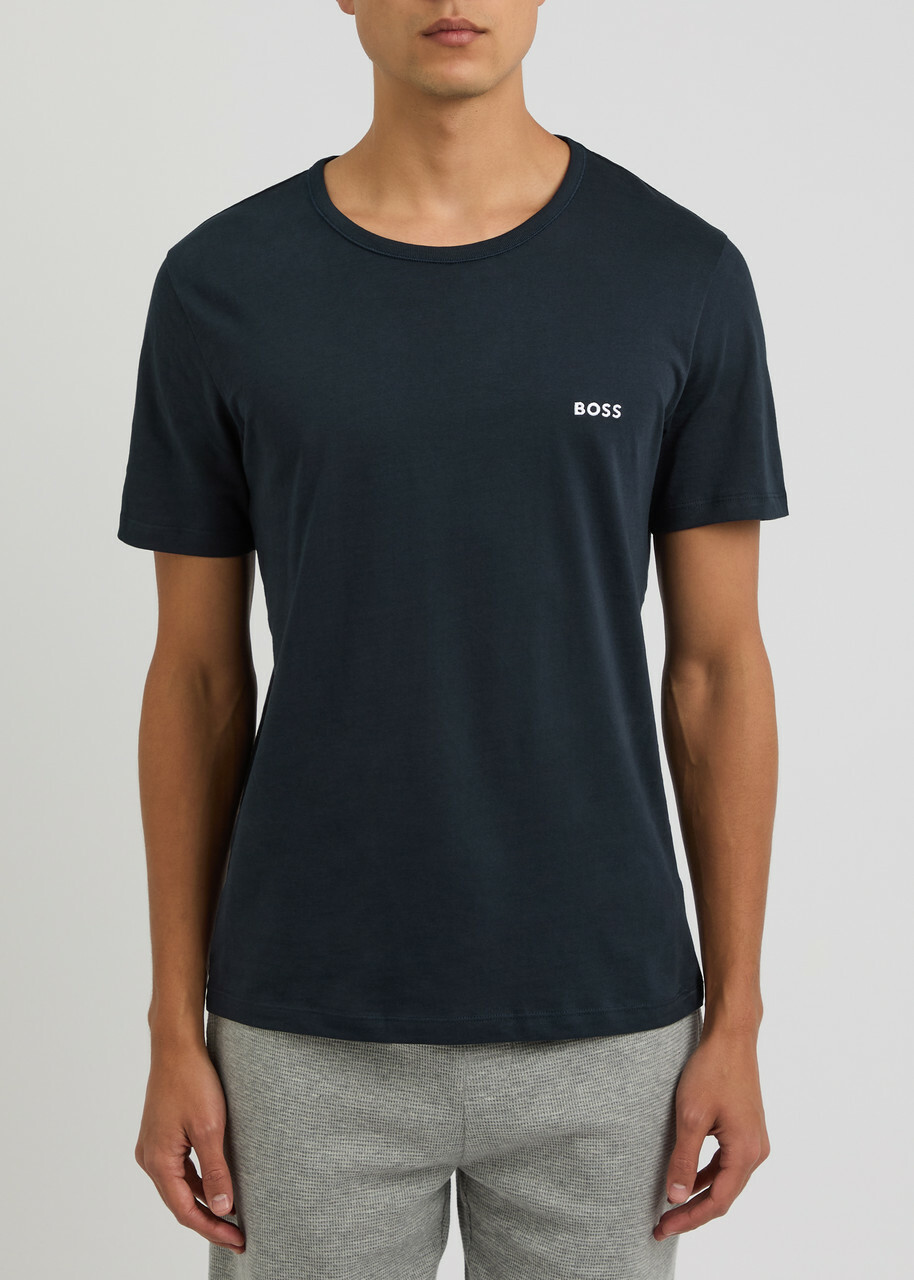 Boss Logo Cotton T-shirt set of Three Blue