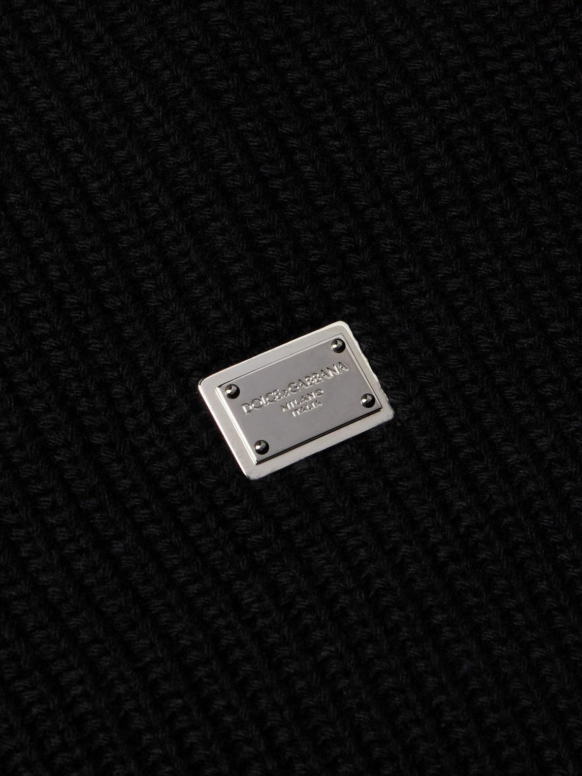 Dolce&Gabbana - Logo-Appliquéd Ribbed Wool Half-Zip Sweater - Black