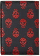 Alexander McQueen Red & Black Biker Skull Bifold Card Holder