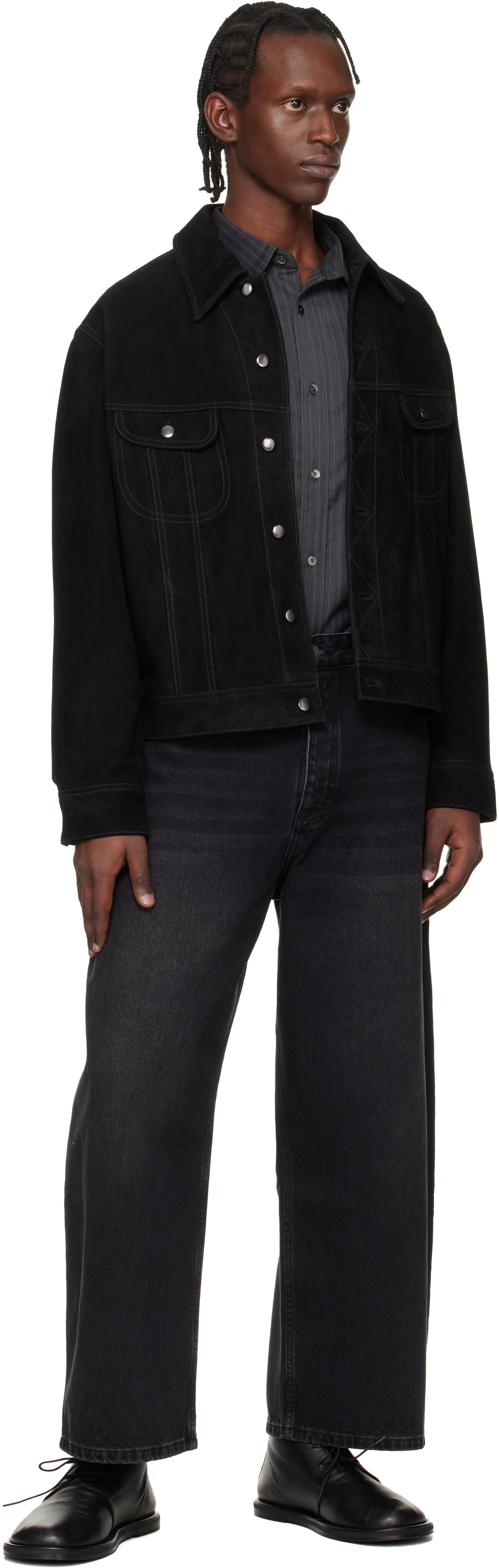 Studio Nicholson Black Aaron Levine Edition Boston Suede Jacket