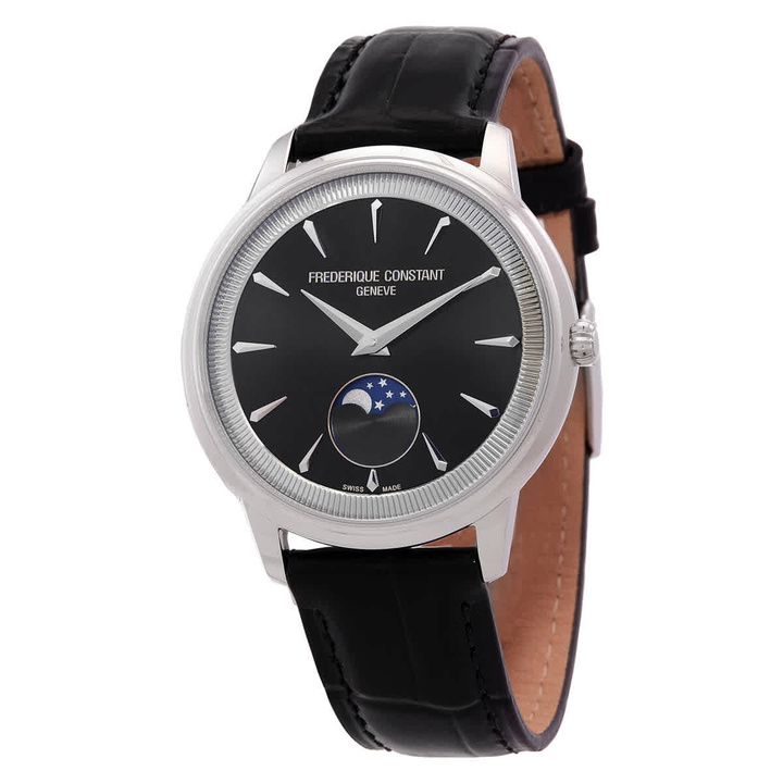 Photo: Frederique Constant Classics Moneta Moonphase Quartz Black Dial Watch FC-206B3S6