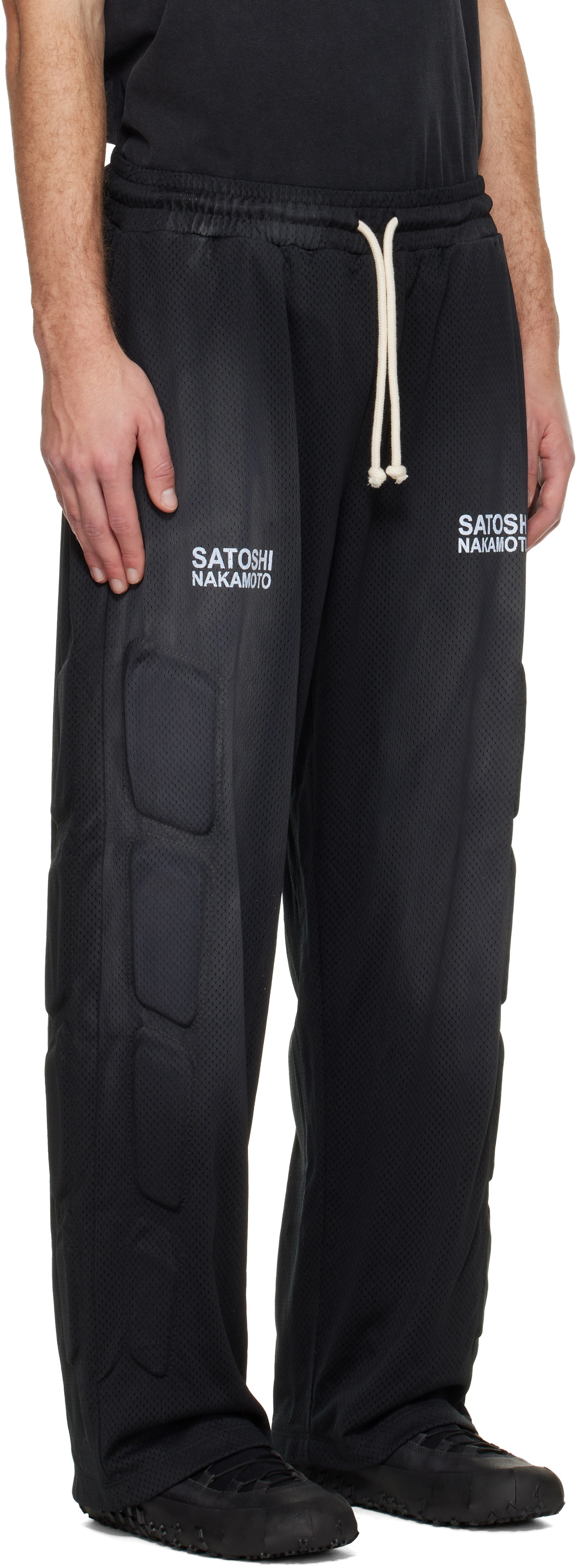 Satoshi Nakamoto Black Mesh Moto Lounge Pants