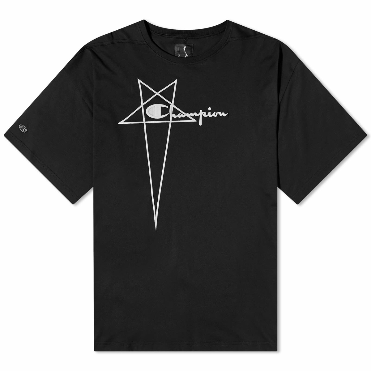 Rick Owens × Champion Tシャツ 黒 ブラックコラボ 刺繍 Rick Owens - Champion Toga Logo-Embroidered Layered Recycled