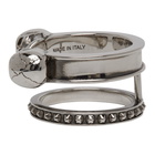 Alexander McQueen Silver Twin Skull Studs Ring