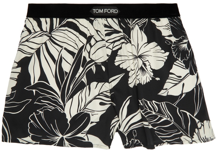 Photo: TOM FORD Black & Off-White Hibiscus Boxers