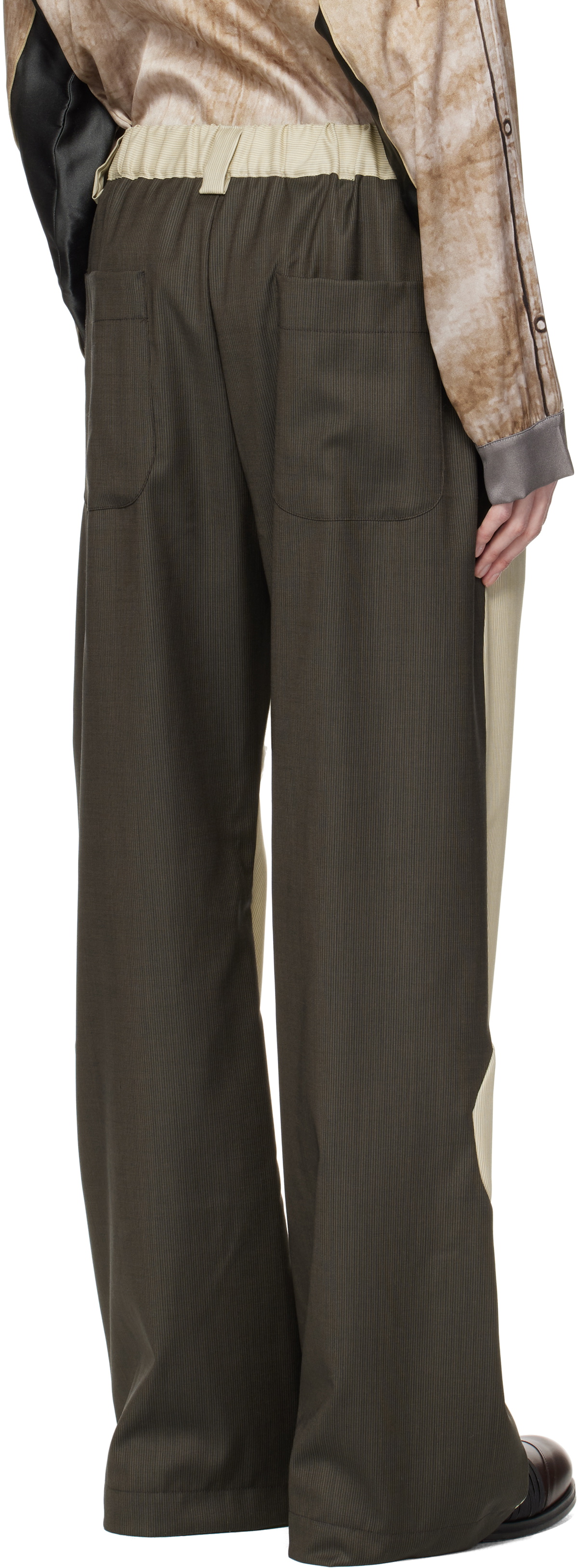Serapis Beige & Khaki Wool Split Trousers
