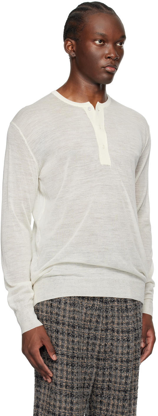 AURALEE Off-White Button Henley Auralee