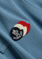 Moncler Logo-appliquéd Piqué Cotton Polo Shirt Blue