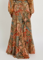 Etro Paisley Ruffled Silk Maxi Skirt Multicoloured
