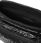 SAINT LAURENT - Metallic Logo-Print Glossed Nylon-Ripstop Belt Bag - Black